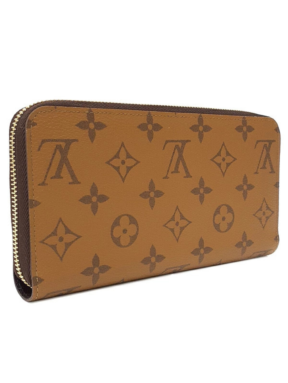 Louis Vuitton Reverse Long Zippy Monogram Zipper Wallet Round Brown
